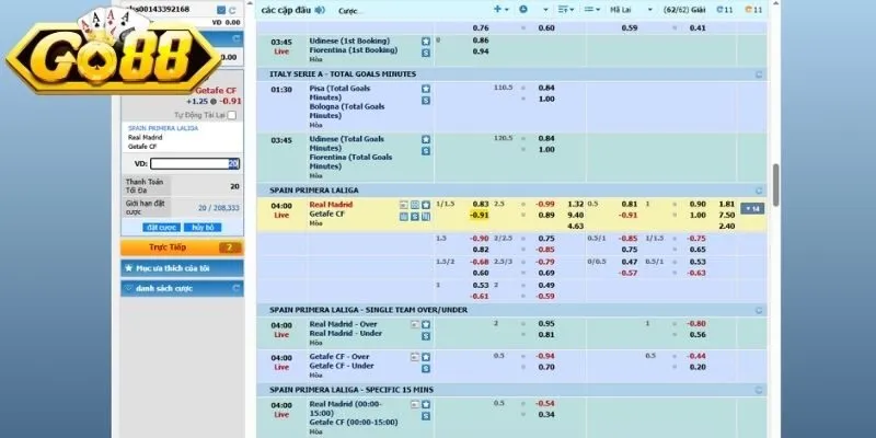 Có nhiều vé cược tại nhà cái