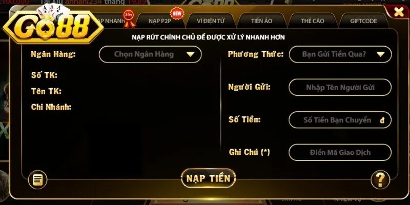 Quy tắc quan trọng khi thực hiện lệnh gửi tiền vào ví 